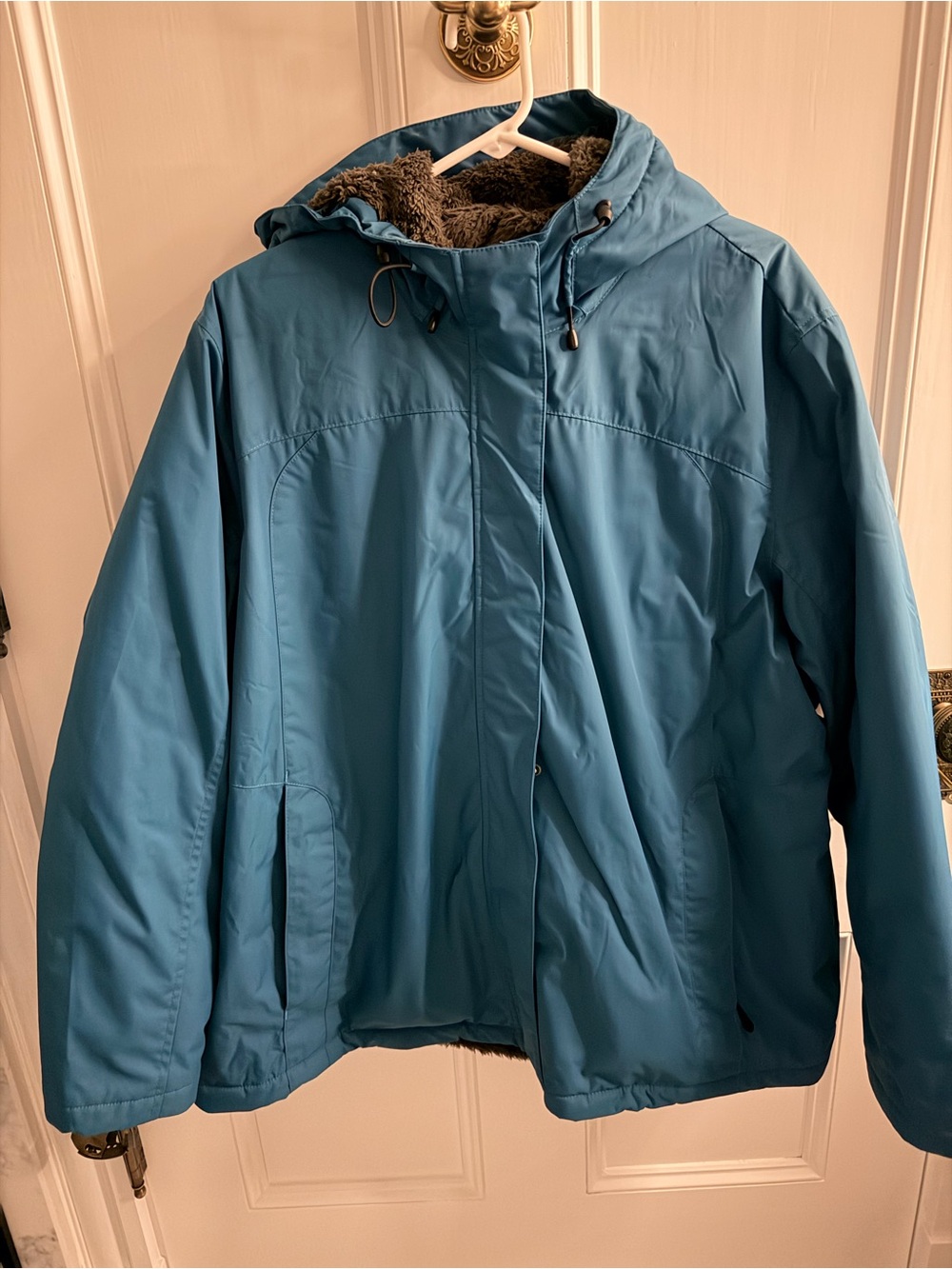 L.L.Bean Womenβs Winter Warmer Jacket Plus Size 3X Plus Teal Fleece Lined Hooded